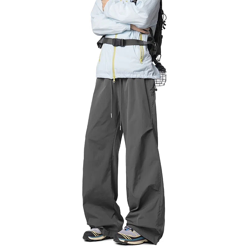 顶峰保罗 纯色宽松直筒运动伞兵裤青少年春秋穿搭美式潮牌高级感情侣潮流百搭通勤阔腿休闲裤 男女同款