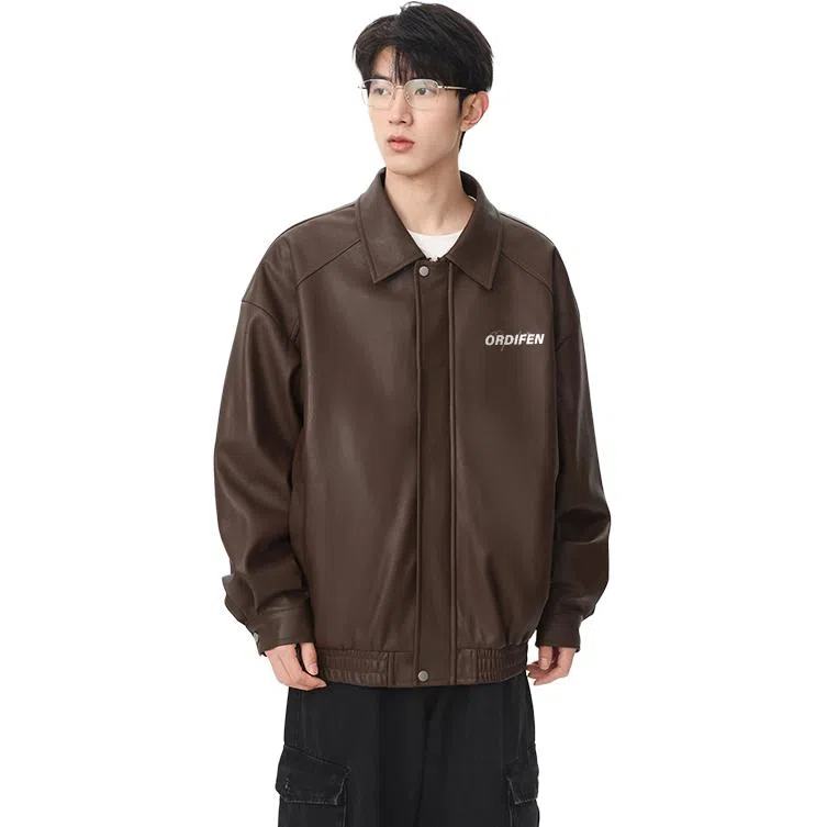 欧迪芬 美式复古高街潮流飞行员机车风休闲宽松防风透气翻领痞帅城市机能时尚氛围感皮扎染日常通勤百搭舒适品牌字母外套夹克 男女同款