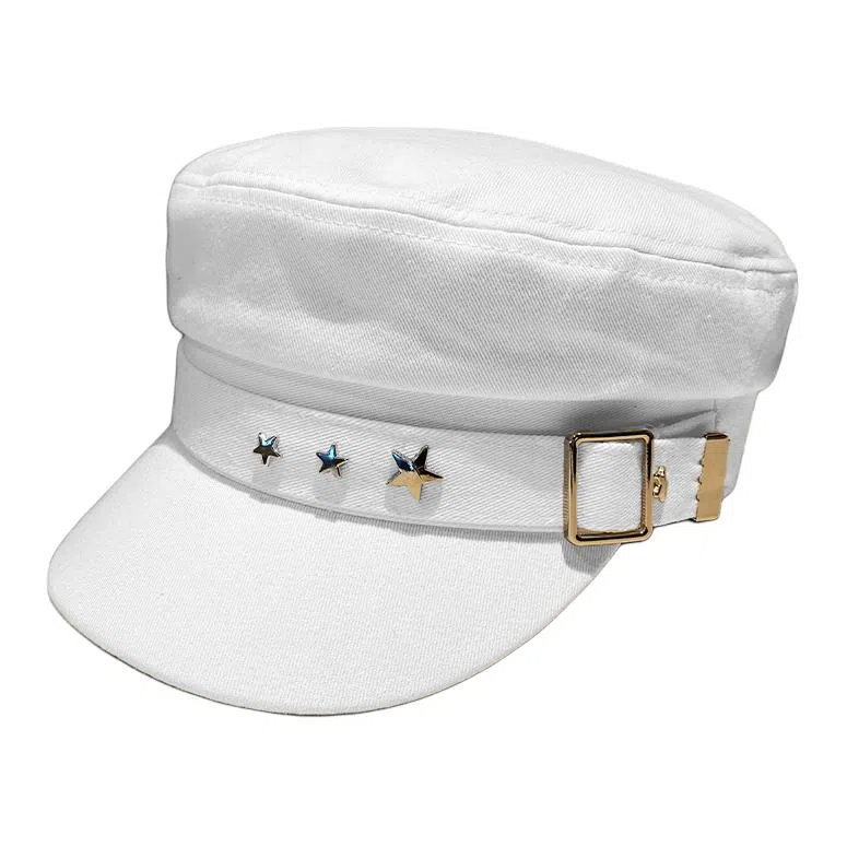 祎步康 黑色星星鸭舌帽秋冬季英伦复古贝雷帽新海军风韩版报童画家帽 棉 帽子 女款