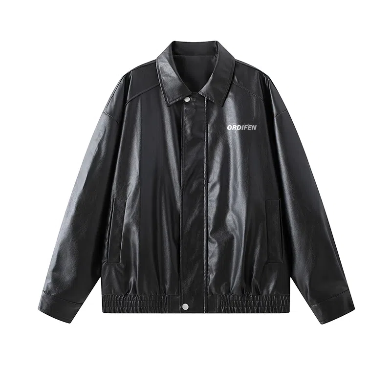 欧迪芬 美式复古高街潮流飞行员机车风休闲宽松防风透气翻领痞帅城市机能时尚氛围感皮扎染日常通勤百搭舒适品牌字母外套夹克 男女同款