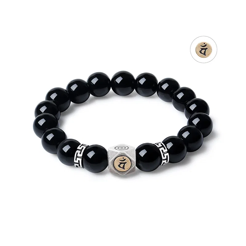 新中式小众气质招财转运六字真言文玩好运贺礼 白玉菩提 时尚手串手饰 男女同款情侣款