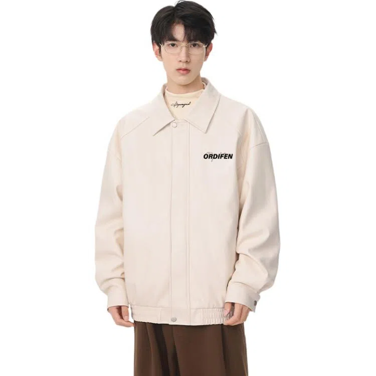 欧迪芬 美式复古高街潮流飞行员机车风休闲宽松防风透气翻领痞帅城市机能时尚氛围感皮扎染日常通勤百搭舒适品牌字母外套夹克 男女同款