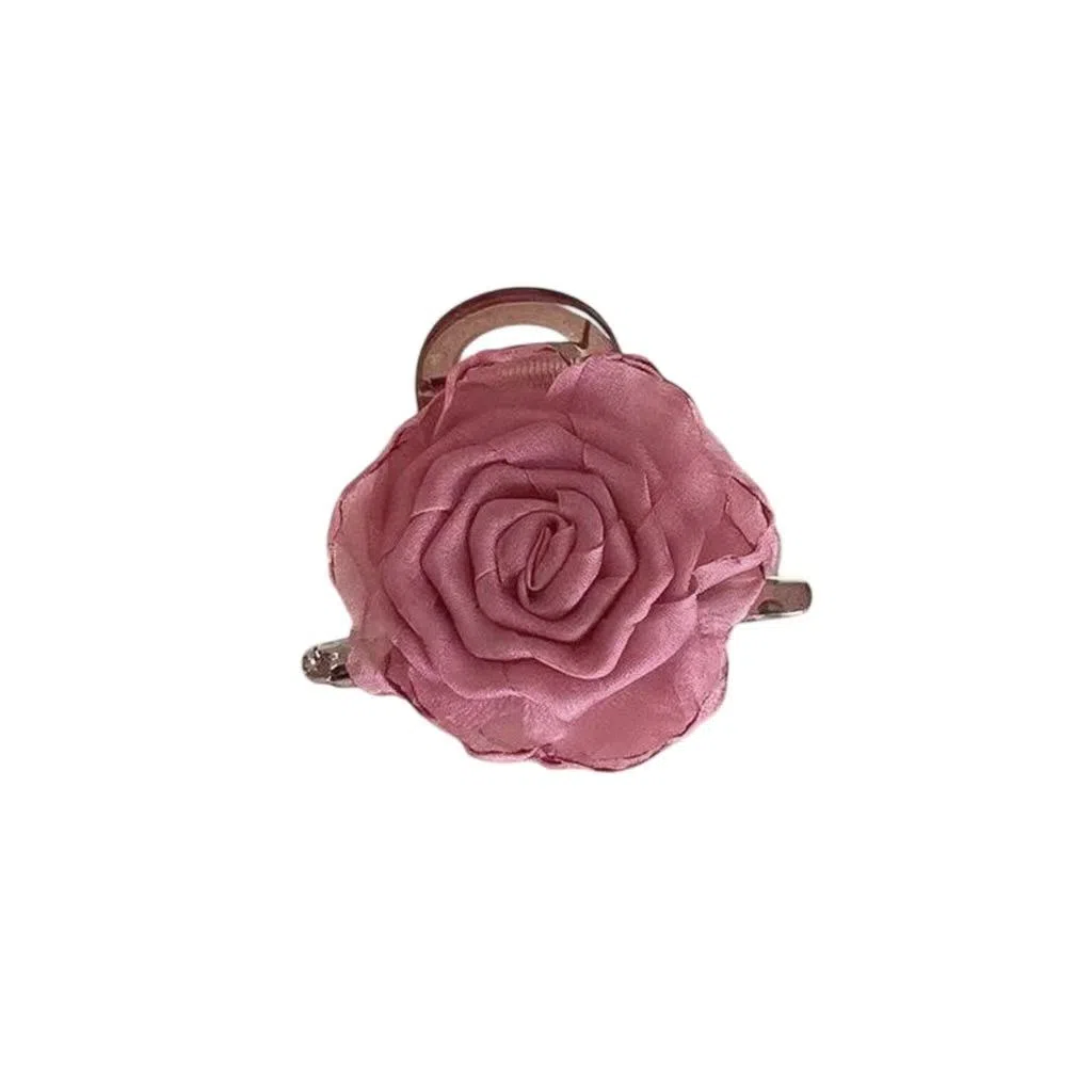 希铃 玫瑰花朵 高级感精致 优雅半扎抓夹 女款