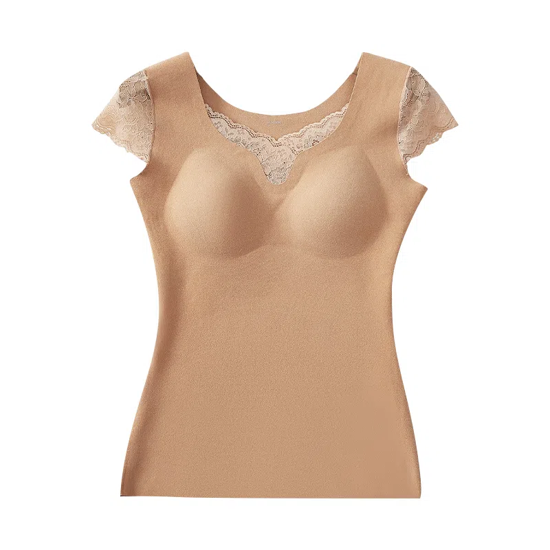 二三二三 法式性感蕾丝花边背心无痕舒适隐形贴身打底衫亲肤柔软内搭上衣时尚日常休闲百搭保暖上装 女款