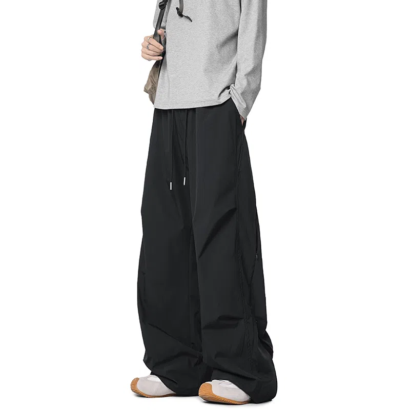 顶峰保罗 纯色宽松直筒运动伞兵裤青少年春秋穿搭美式潮牌高级感情侣潮流百搭通勤阔腿休闲裤 男女同款