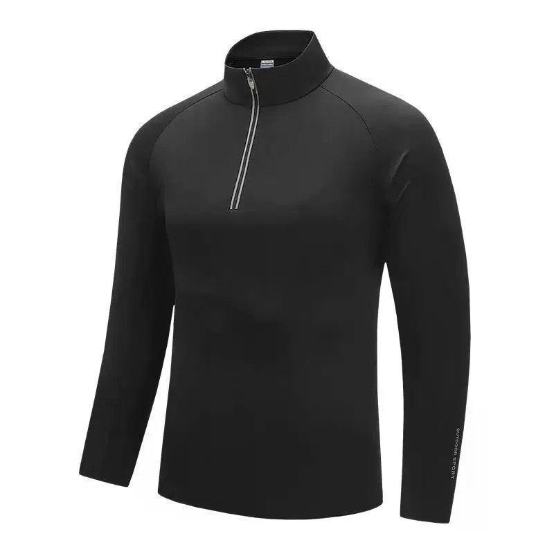 浪莎 长袖半拉链纯色常规运动风套头健身衣 男款