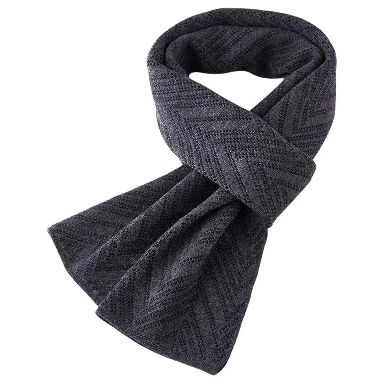 玖纪 纯羊毛加厚保暖纯色 绒线围巾 男款 礼盒装