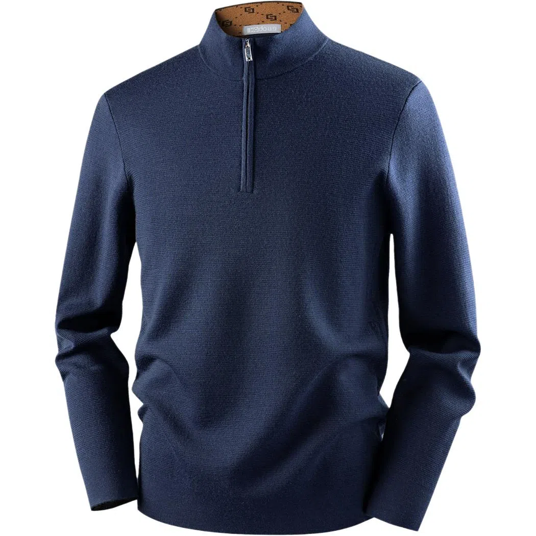 红豆 全羊毛精纺可机洗羊毛衫秋冬半高领毛衣打底衫半拉链上衣针织衫 男款