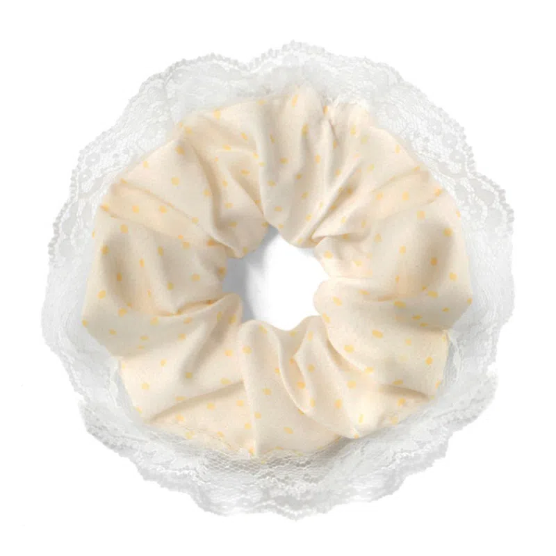 千桐 甜美慵懒风波点大肠发绳韩系大号头花高级感方巾皮筋扎发饰 布艺 发圈/头绳 女款