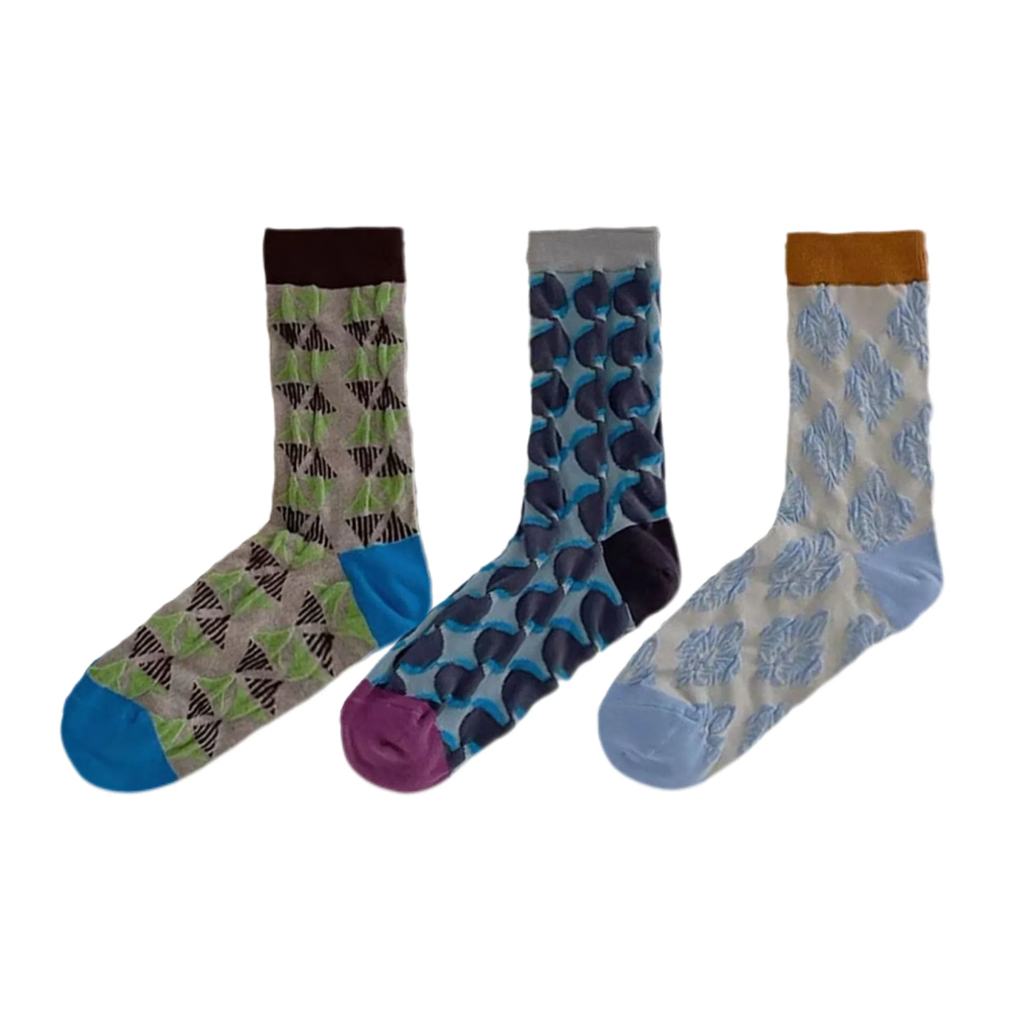 BEAR UNION Retro Colorblock Floral Socks