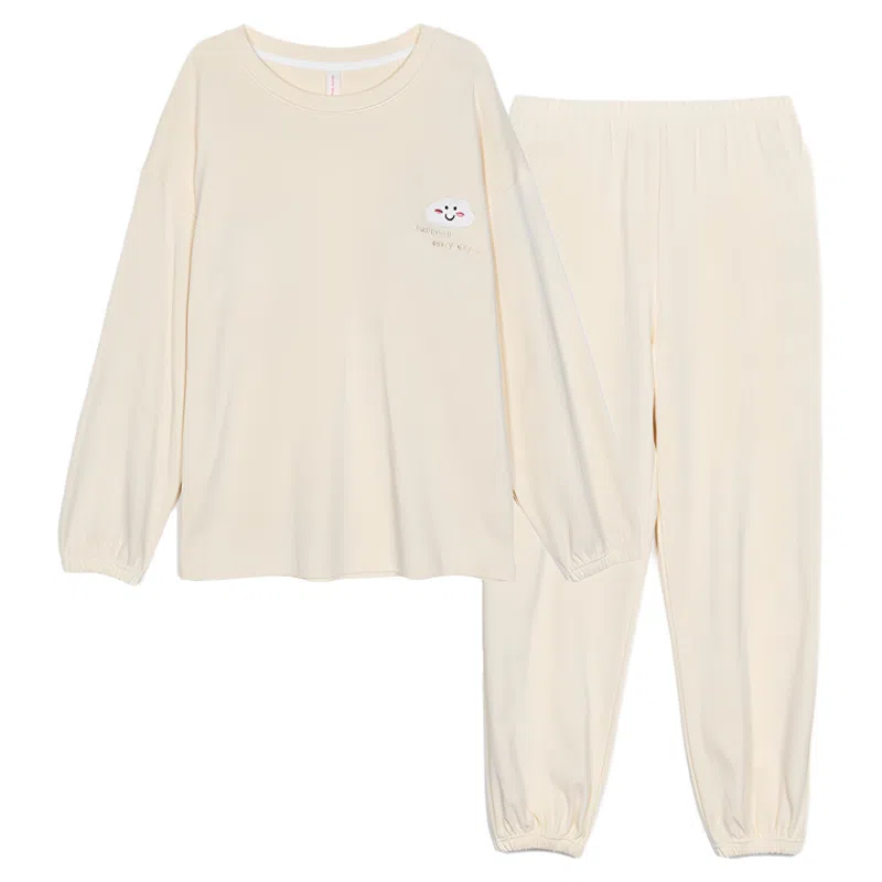 潞优野 带胸垫长袖家居服长裤睡衣套装 女款