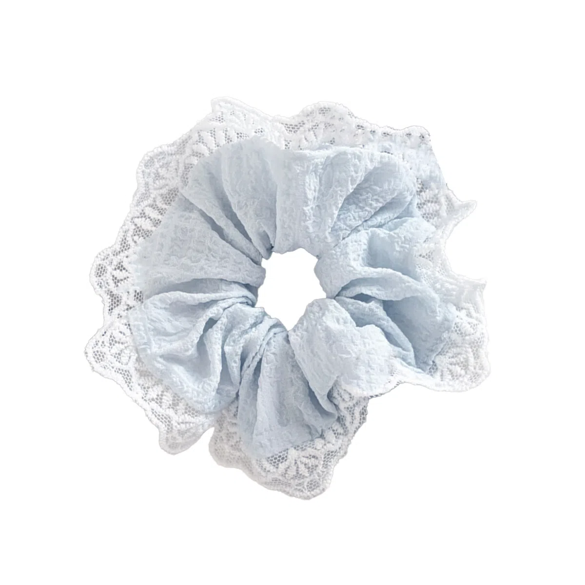 前方大荒野 蕾丝蓝花边大肠圈甜美裙边温柔迷人精致时髦小众设计轻奢独特百搭#好运 棉麻 发圈 女款