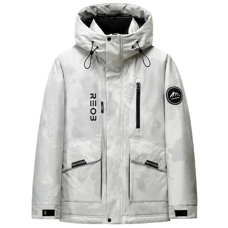 鸭鸭 山系户外风 登山休闲工装情侣宽松保暖外套加厚防寒连帽羽绒服 男女同款