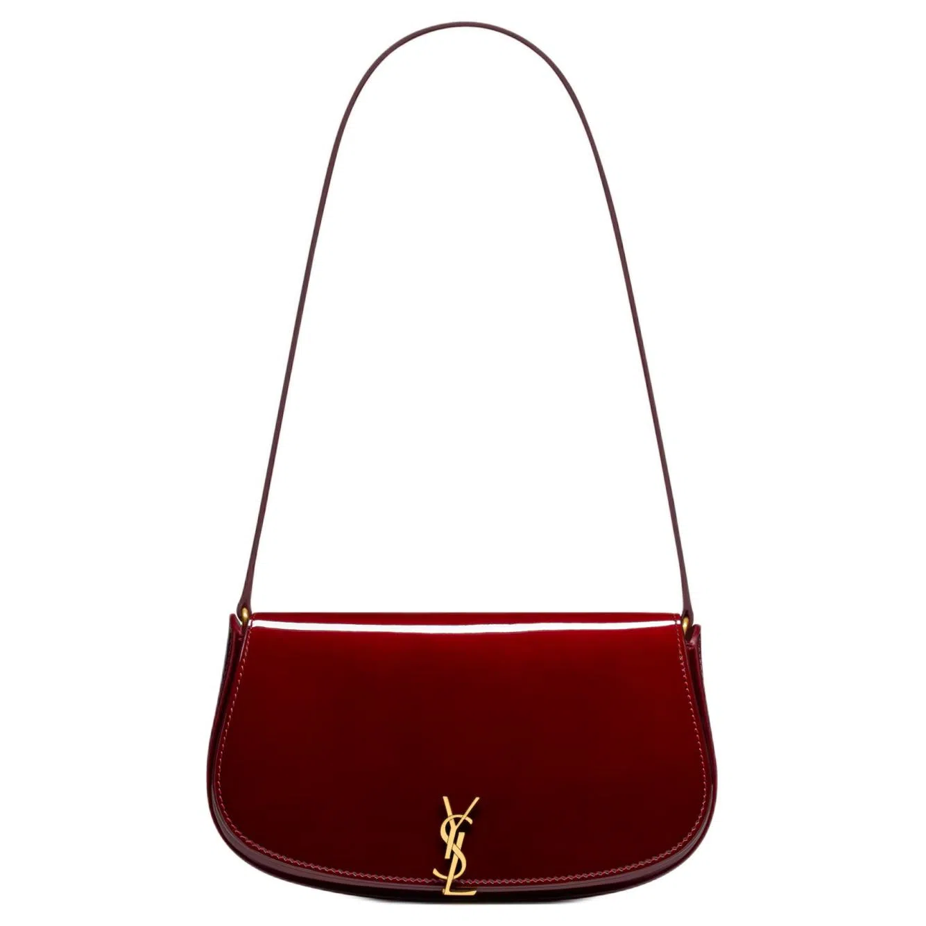 Saint Laurent Cassandre Mini Moon Bag Glossy Burgundy