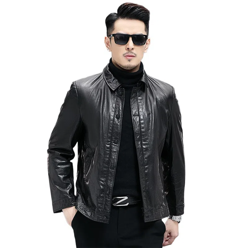 美式复古高档轻奢头层牛皮潮流工装皮夹克皮衣 男款