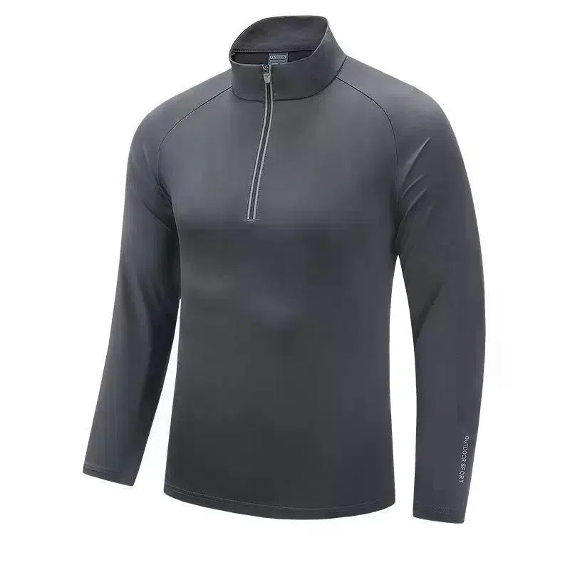 浪莎 长袖半拉链纯色常规运动风套头健身衣 男款