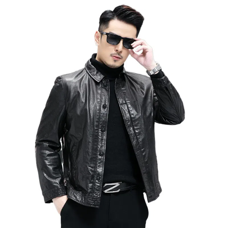 美式复古高档轻奢头层牛皮潮流工装皮夹克皮衣 男款