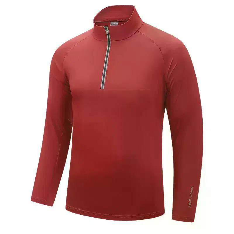 浪莎 长袖半拉链纯色常规运动风套头健身衣 男款