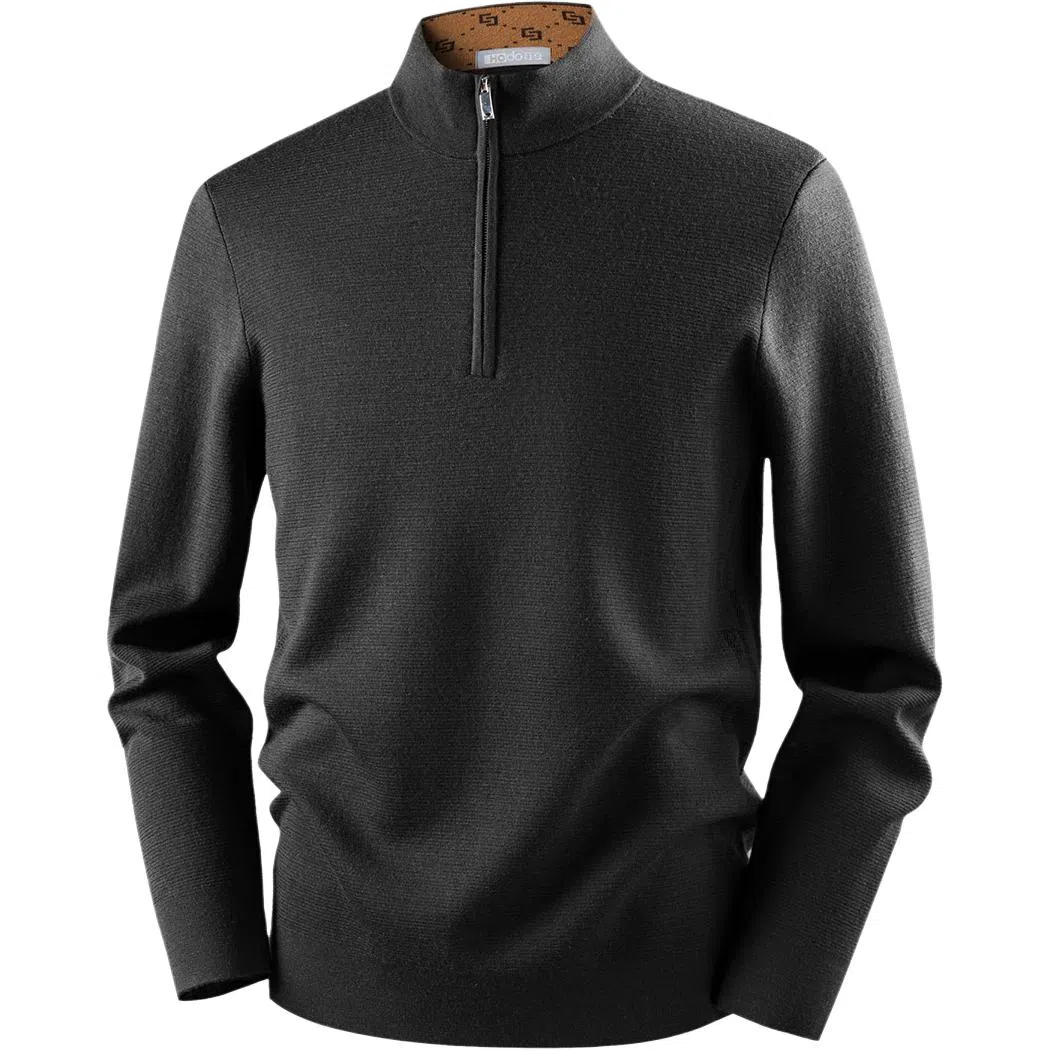 红豆 全羊毛精纺可机洗羊毛衫秋冬半高领毛衣打底衫半拉链上衣针织衫 男款