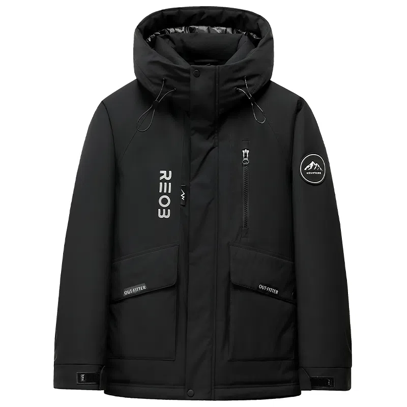 鸭鸭 山系户外风 登山休闲工装情侣宽松保暖外套加厚防寒连帽羽绒服 男女同款