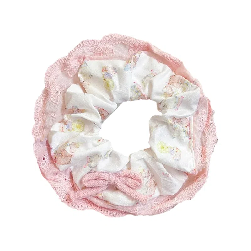 千桐 甜美慵懒风波点大肠发绳韩系大号头花高级感方巾皮筋扎发饰 布艺 发圈/头绳 女款