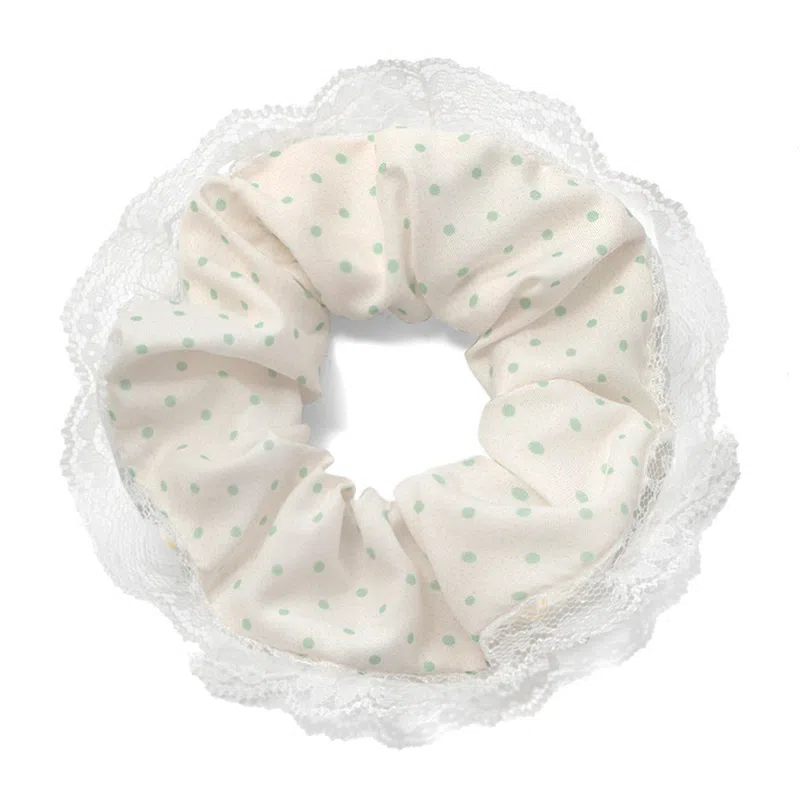 千桐 甜美慵懒风波点大肠发绳韩系大号头花高级感方巾皮筋扎发饰 布艺 发圈/头绳 女款