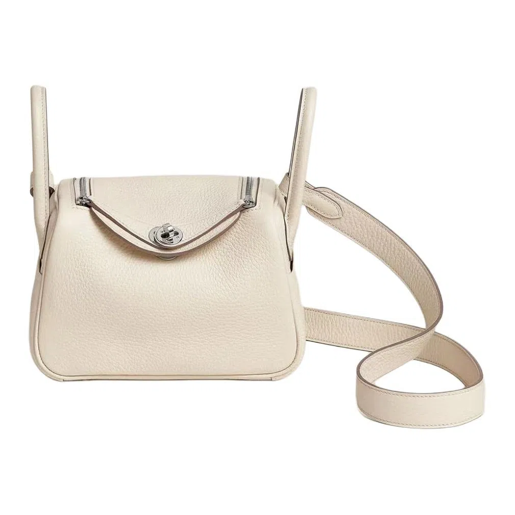 HERMES Lindy Taurillon Clemence 10 Craie