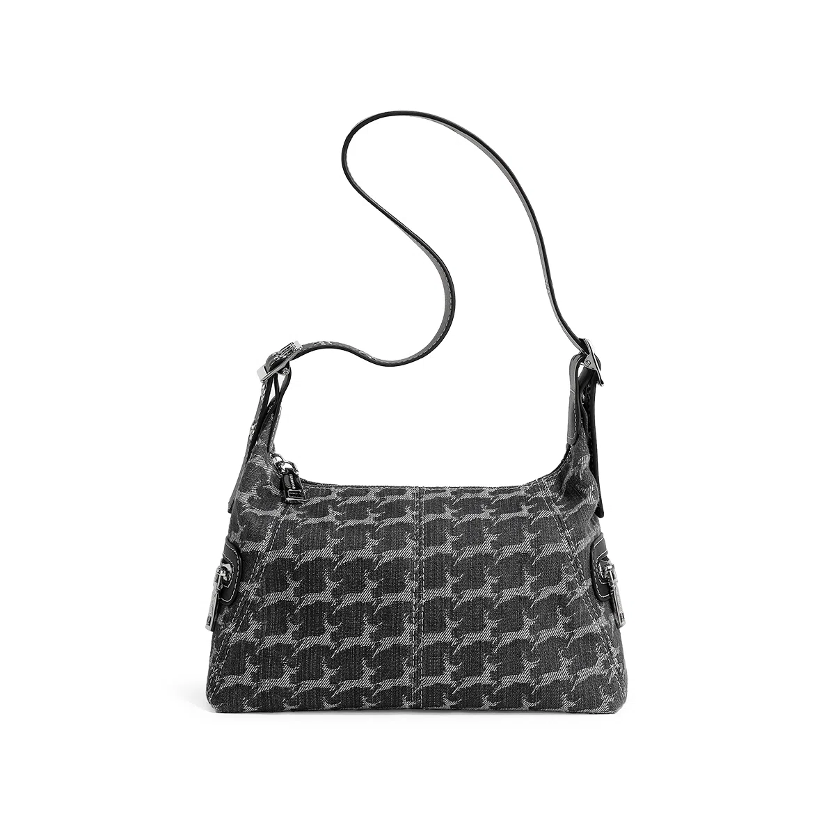 妙迪 复古机车牛仔包设计感腋下托特包 织物 单肩包 常规 女款 丹宁黑