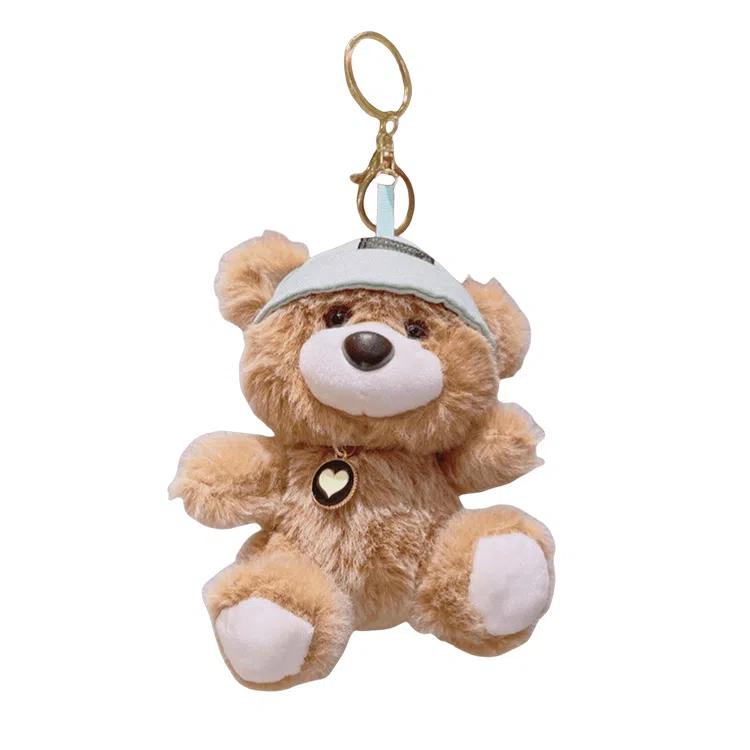 心水好物 可爱毛绒爱心小熊公仔挂饰钥匙扣手提包双肩包 聚酯纤维 挂件 男女同款情侣款