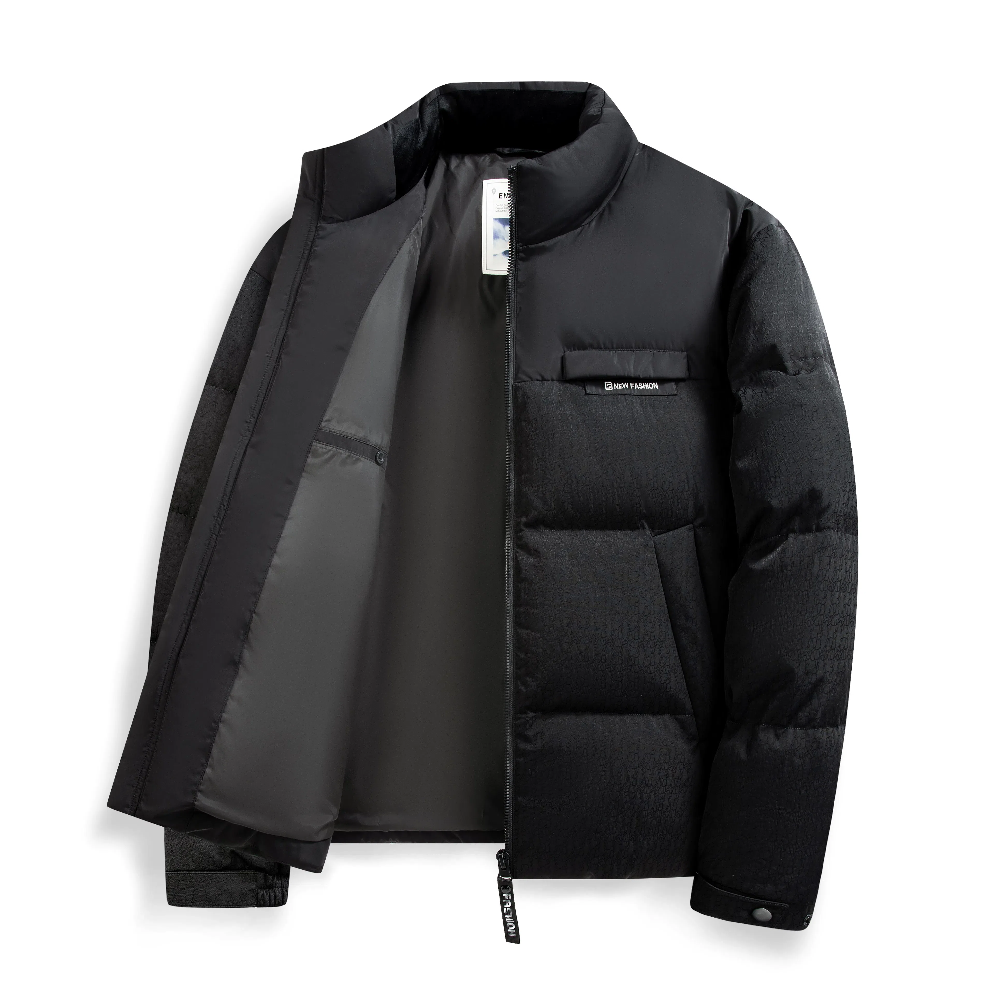 鸭鸭 休闲保暖面包服基础百搭短款加厚立领运动羽绒服 男款