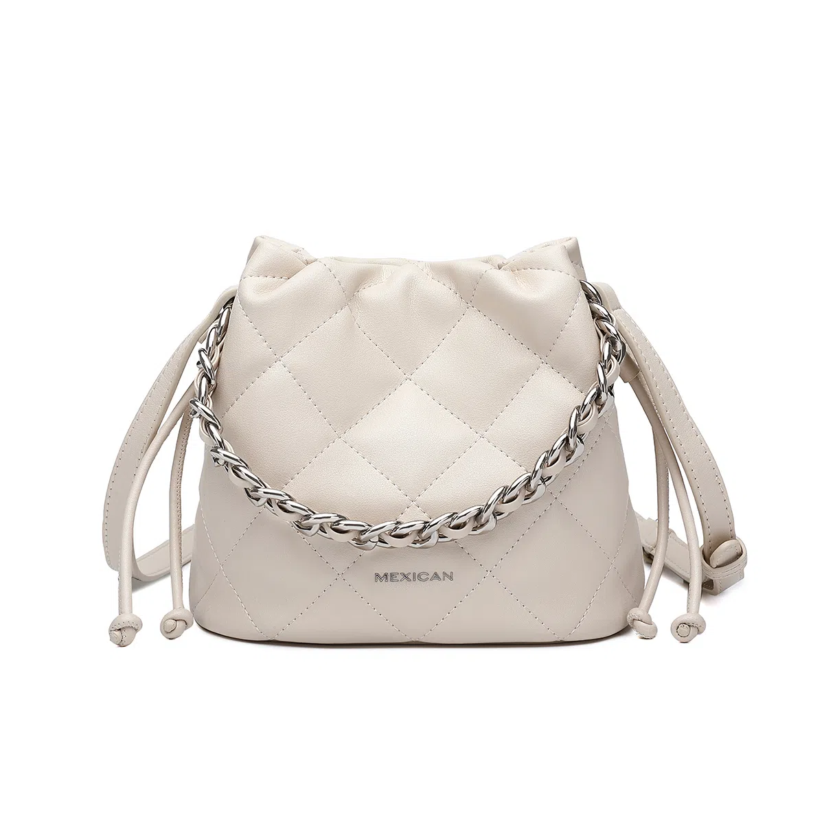 稻草人 高级感菱格小香风链条时尚气质百搭通勤实用小众轻便 牛皮拼合成革 水桶包斜挎单肩手提包 常规 女款 多色