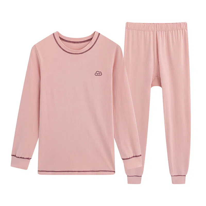 贴身领域 秋衣秋裤青少年纯棉全棉毛衫初中高中学生男士内衣保暖套装 女款