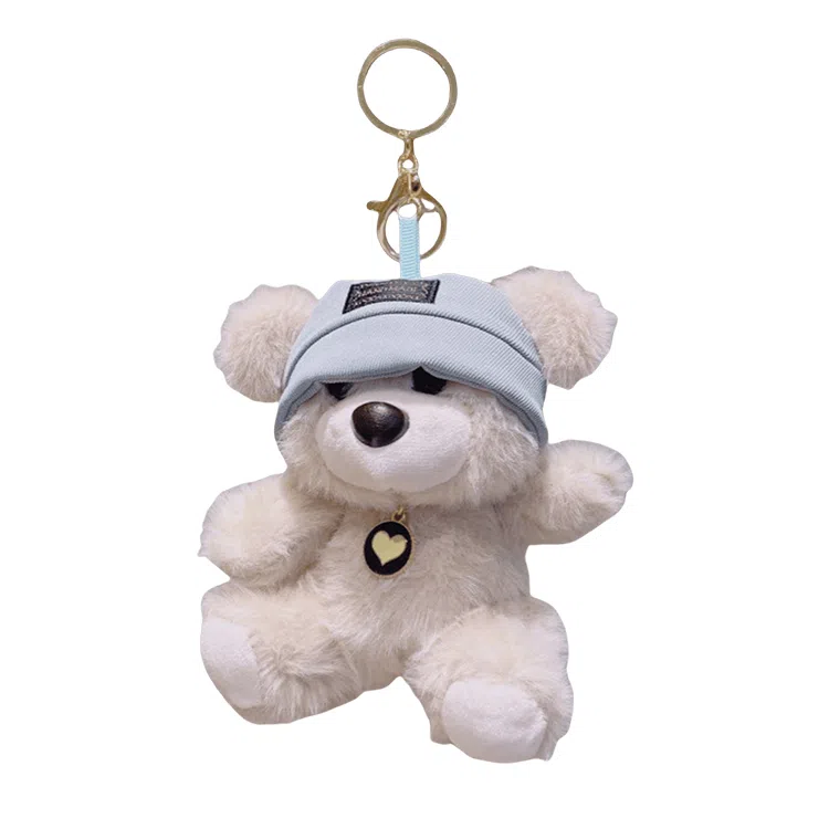 心水好物 可爱毛绒爱心小熊公仔挂饰钥匙扣手提包双肩包 聚酯纤维 挂件 男女同款情侣款