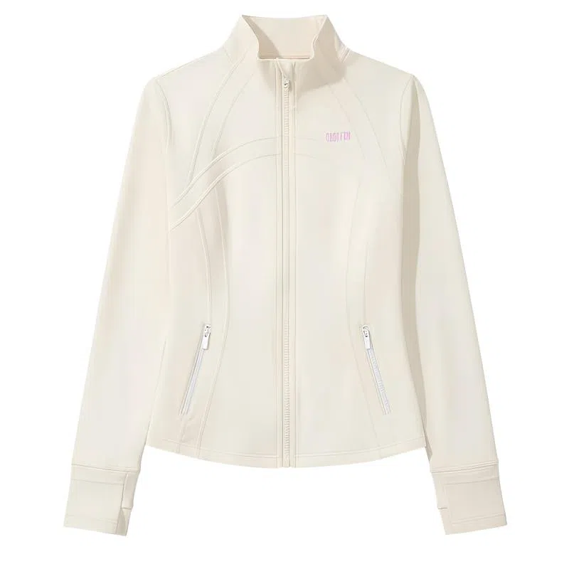 欧迪芬 立领纯色高弹显瘦立体剪裁外套塑形户外运动瑜伽健身拉链训练速干骑行上衣塑身衣 女款