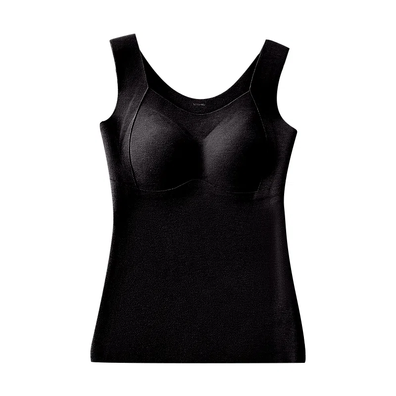 二三二三  休闲隐形无痕舒适秋衣亲肤柔软无袖贴身内搭内衣带胸垫免穿文胸打底衫日常简约百搭保暖上装 女款