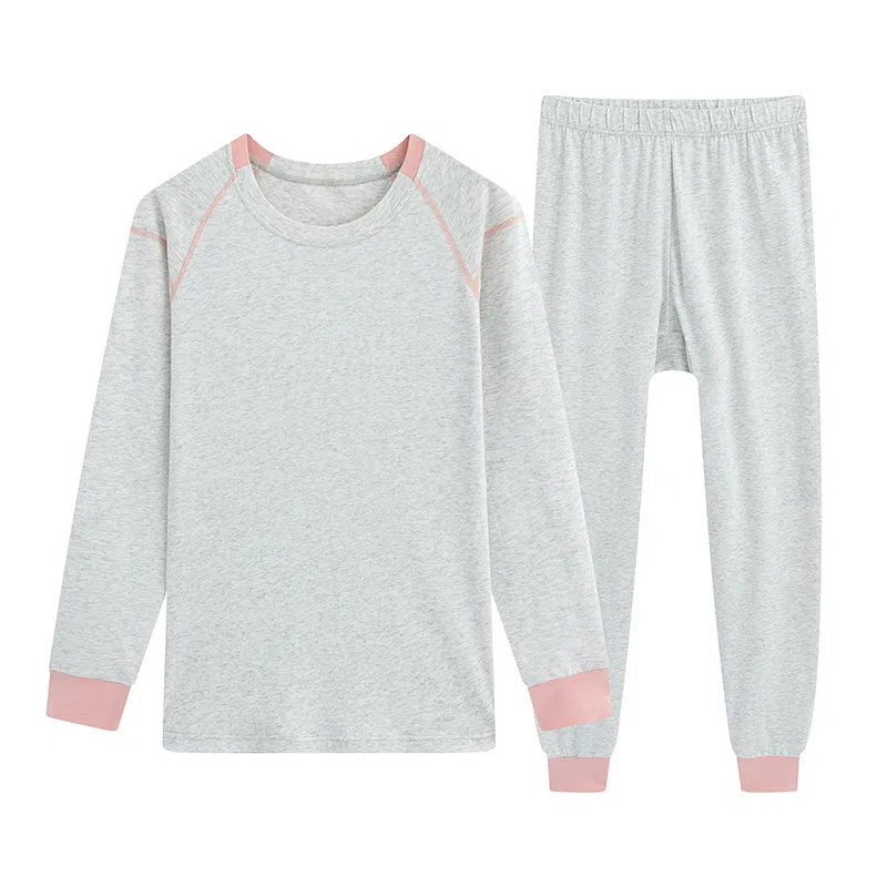 贴身领域 莱卡棉秋衣秋裤青少年纯棉全棉毛衫初中高中学生男士内衣保暖套装 女款