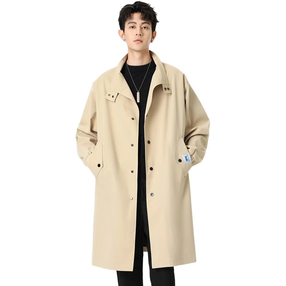 【dme】 简约韩系立领高品质气质宽松中长款大衣男秋款休闲设计时尚风衣外套 男女同款