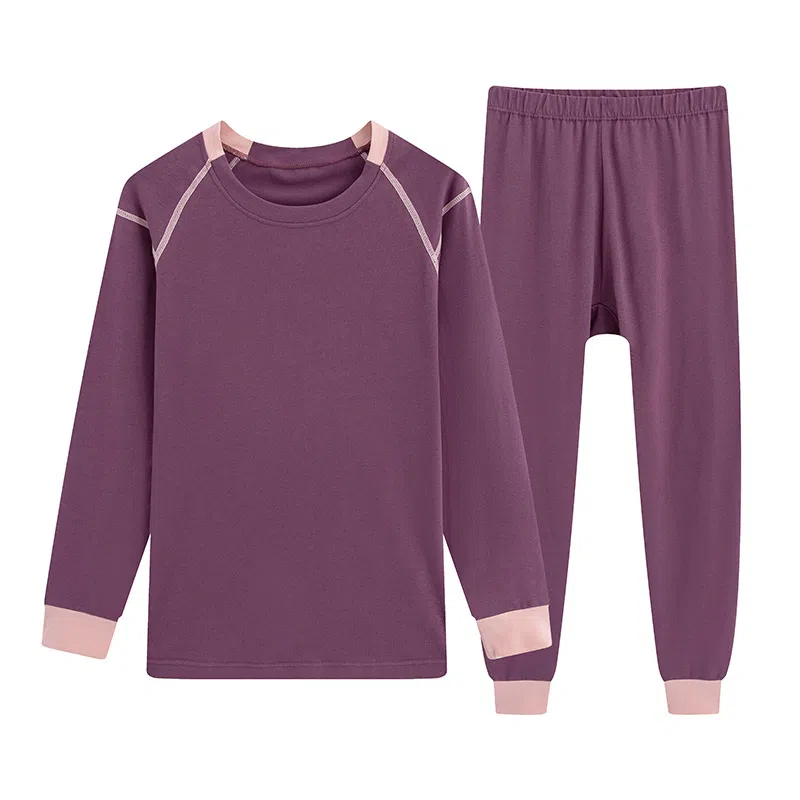 贴身领域 莱卡棉秋衣秋裤青少年纯棉全棉毛衫初中高中学生男士内衣保暖套装 女款