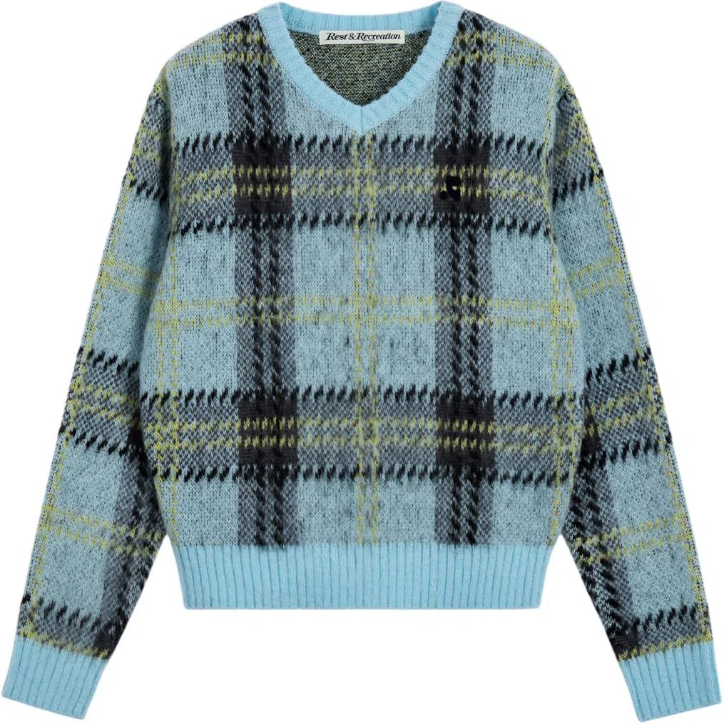 RestRecreation FW25 CHECK PATTERN HAIRY SWEATER V