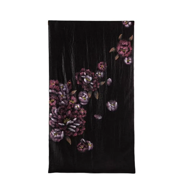 上海故事 【专柜同款】手工彩绘香云纱高贵优雅 桑蚕丝 丝巾 女款