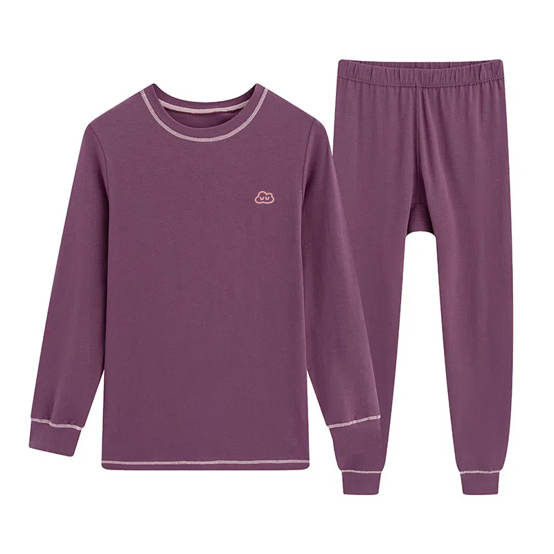 贴身领域 秋衣秋裤青少年纯棉全棉毛衫初中高中学生男士内衣保暖套装 女款