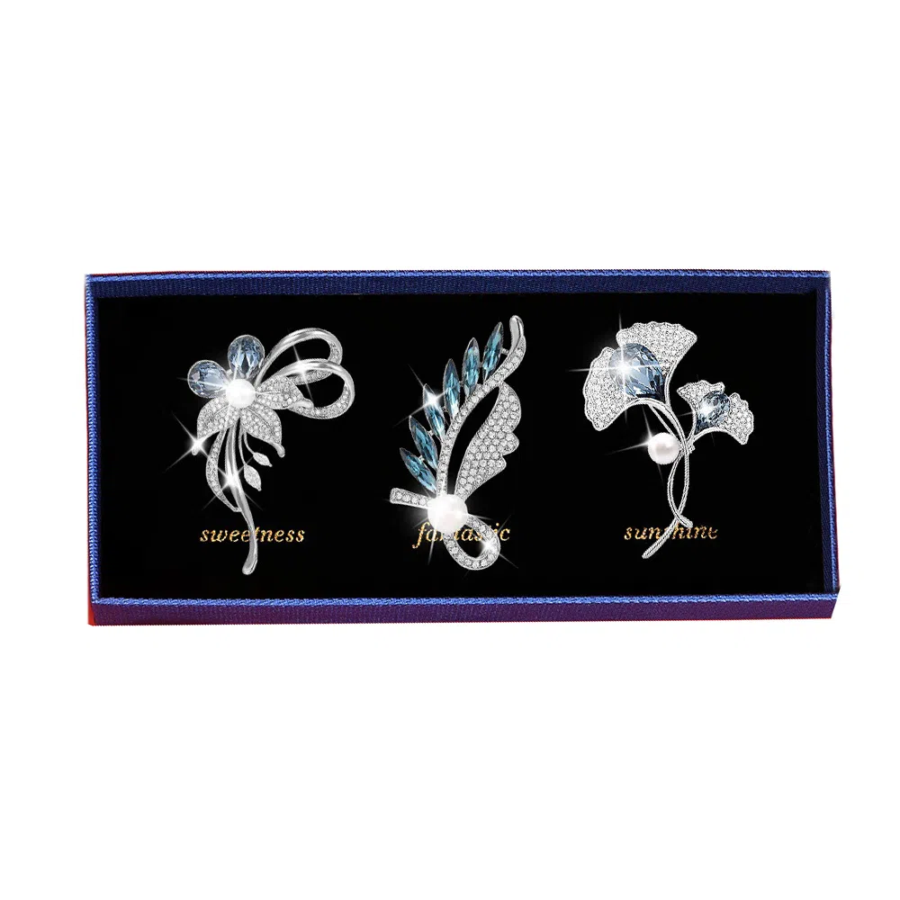 缔晶 精致高档优雅花朵胸花套装 轻奢百搭秋冬外套上衣配饰饰品 铜 胸针 女款