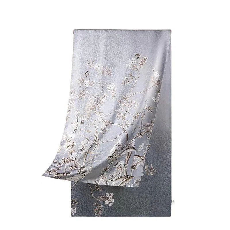 上海故事 【专柜同款】秋冬提花绫印花长巾礼盒装优雅古典高贵 桑蚕丝 丝巾 女款