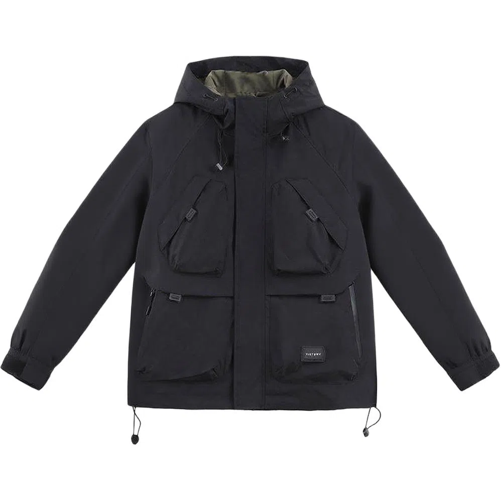 棉致 多口袋机能插肩复古连帽拉链开衫抽绳时尚百搭防风舒适工装外套通勤休闲宽松夹克 男女同款