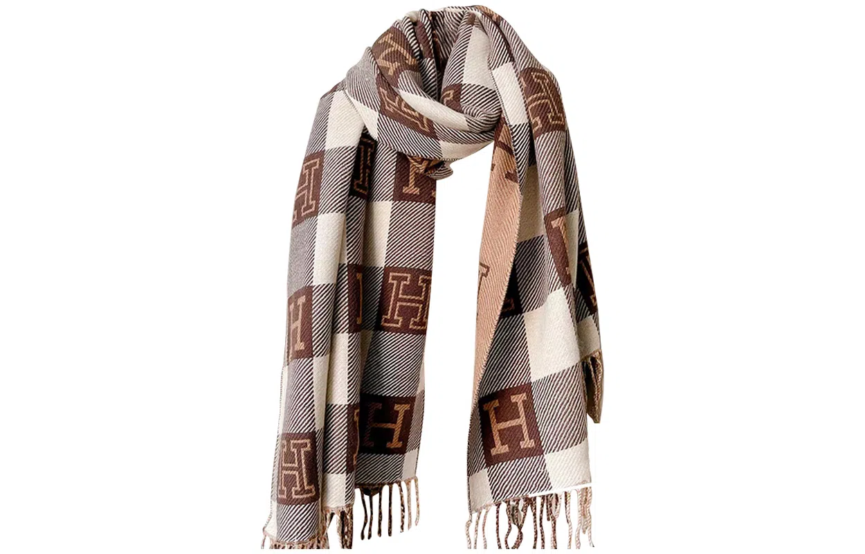 优幽兰 韩系美拉德格子加厚英伦风女百搭高级感秋冬季保暖拼色流苏围脖学生复古氛围感穿搭 聚酯纤维 绒线围巾 女款