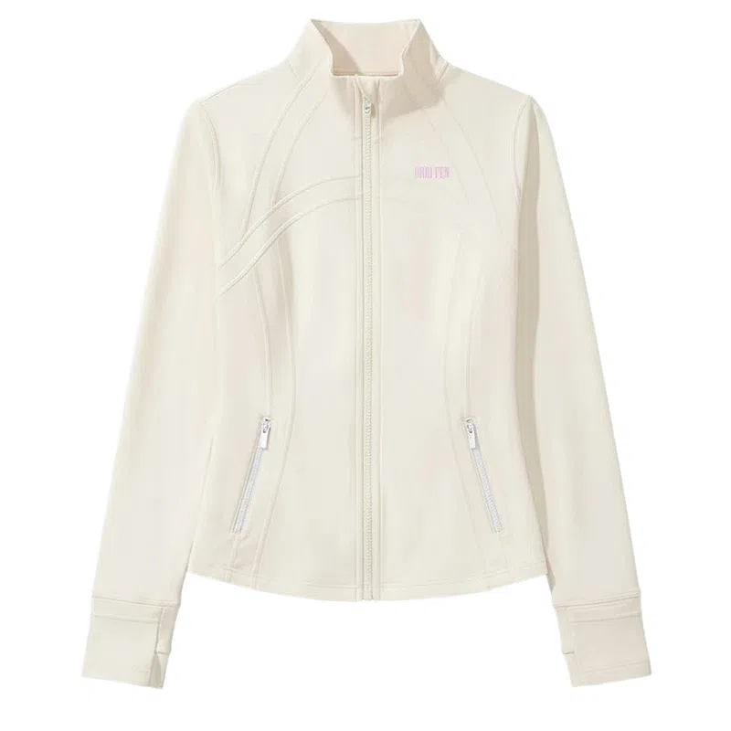 欧迪芬 立领修身显瘦时尚百搭立体剪裁纯色外套塑形户外运动瑜伽健身拉链训练速干骑行上衣塑身衣 女款