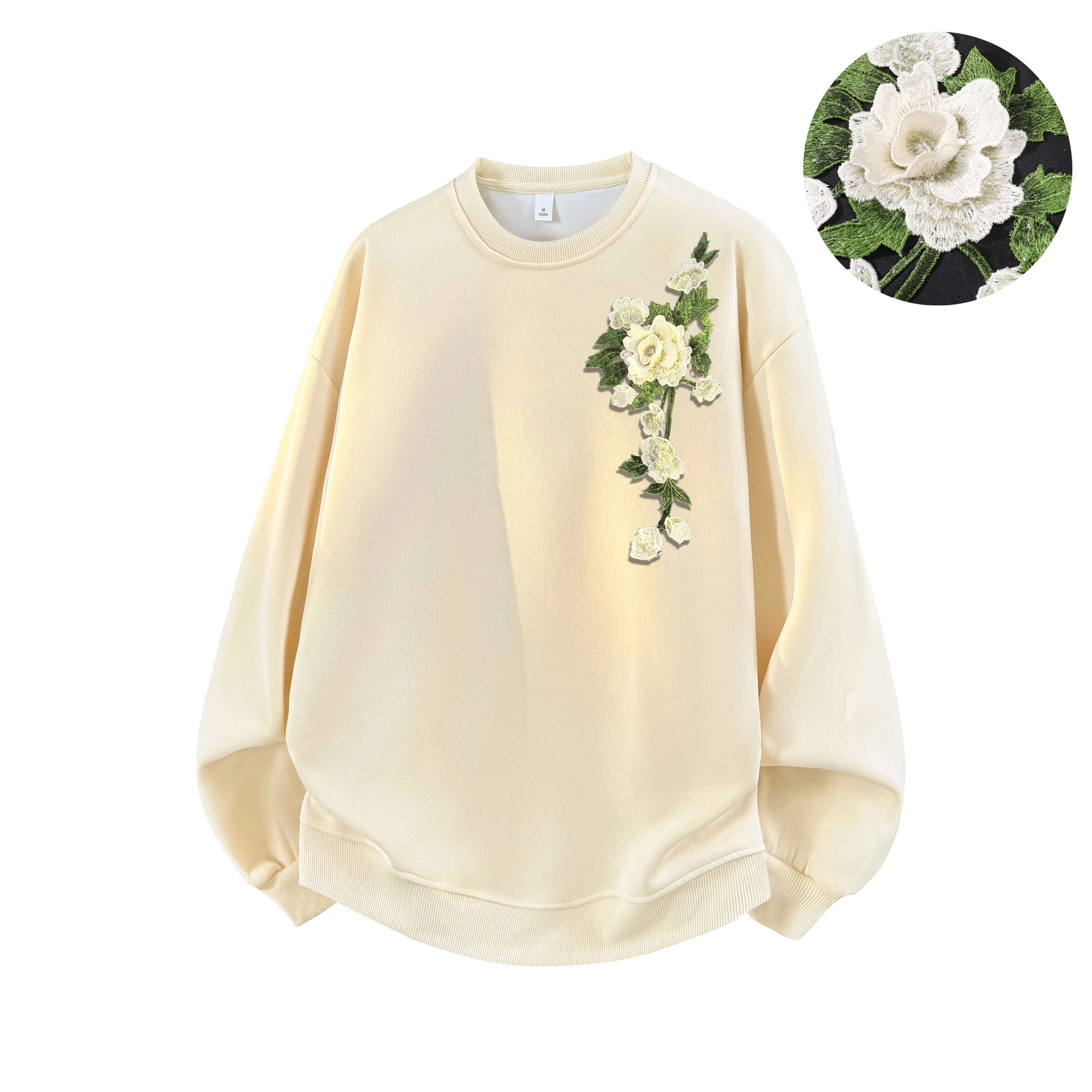 【3D立体浮雕万针刺绣】布客行 美式复古文艺风植物花卉工艺纯色基础简约百搭高级感高街潮流休闲舒适学院华棉重磅长袖卫衣 男女同款