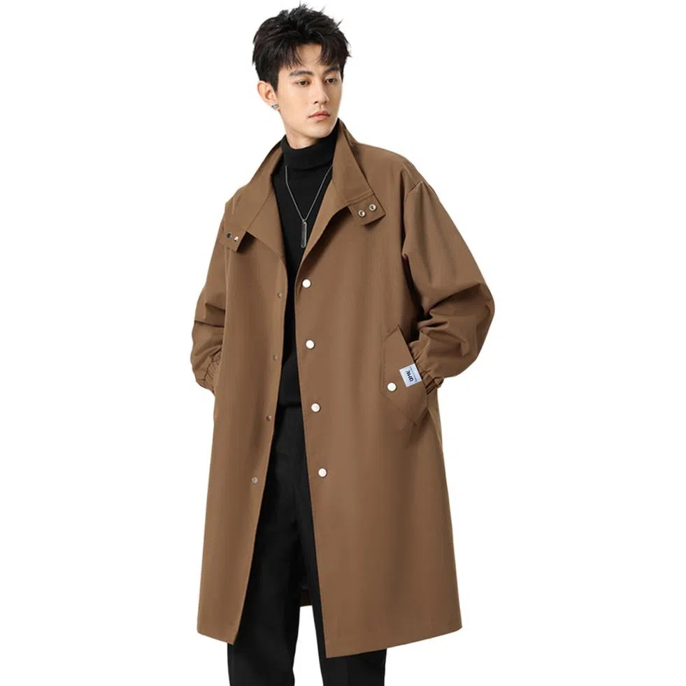 【dme】 简约韩系立领高品质气质宽松中长款大衣男秋款休闲设计时尚风衣外套 男女同款