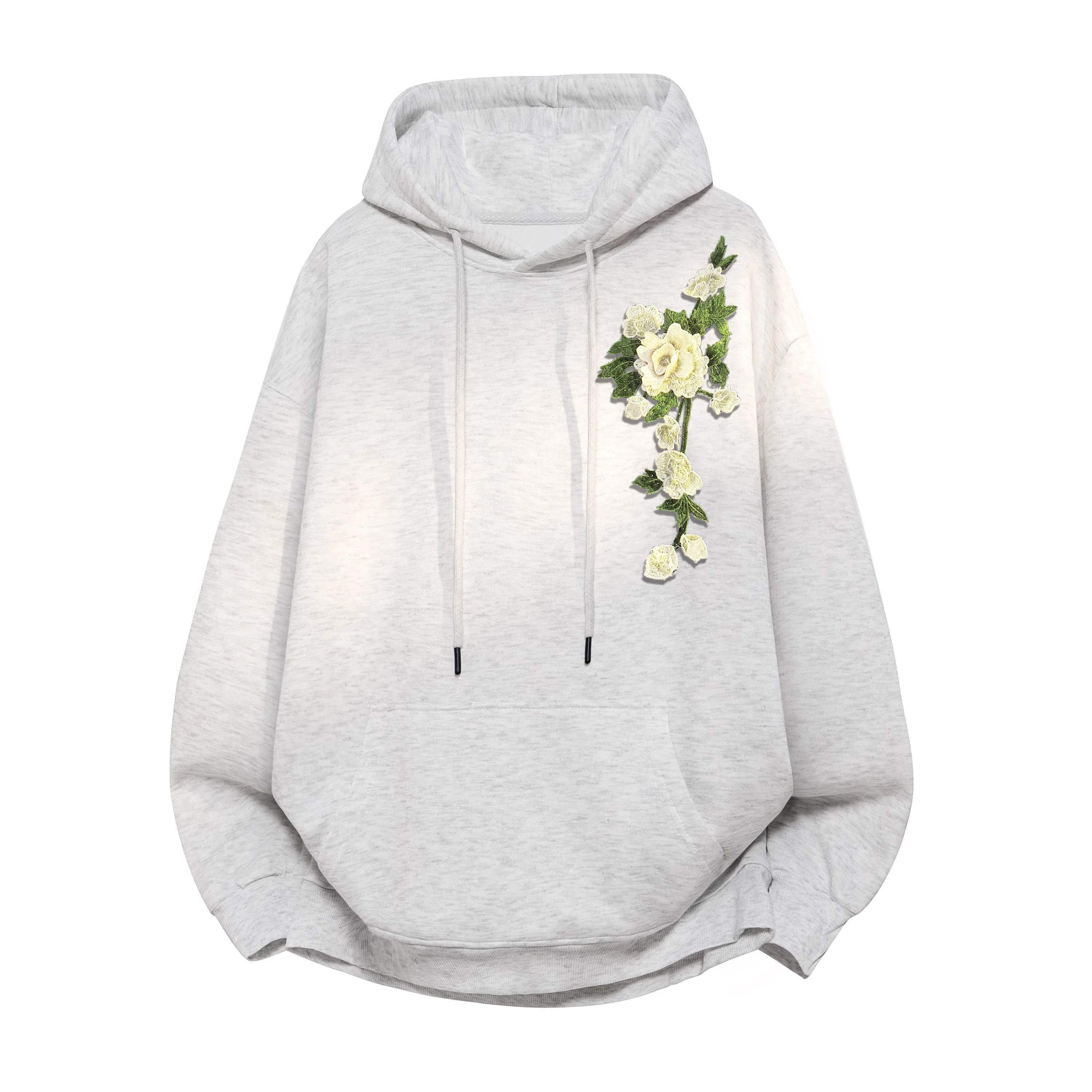 【万针刺绣3D立体浮雕】布客行 美式复古文艺风植物花卉工艺纯色基础简约百搭高级感高街潮流休闲舒适学院华棉重磅长袖卫衣 男女同款