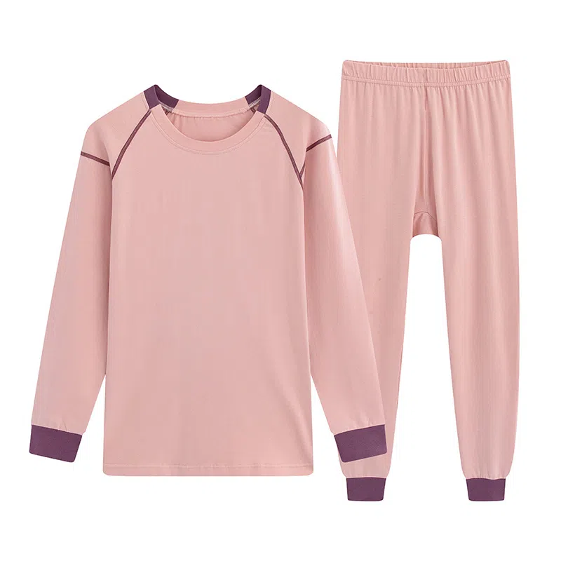 贴身领域 莱卡棉秋衣秋裤青少年纯棉全棉毛衫初中高中学生男士内衣保暖套装 女款